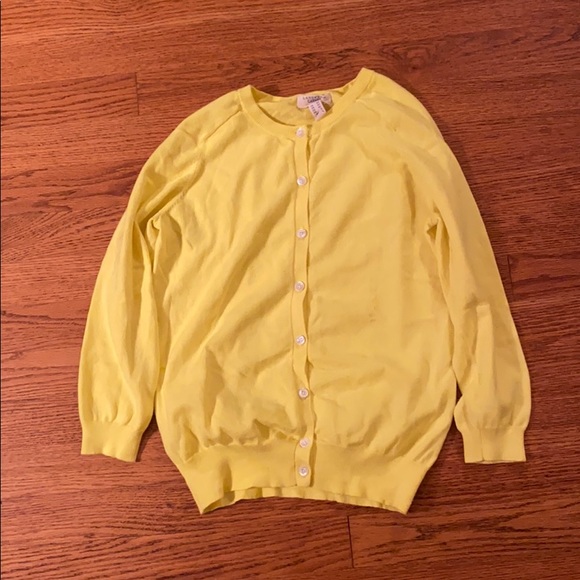 Lands' End Sweaters - Lands End women’s 3/4 sleeve yellow cotton cardigan size XS